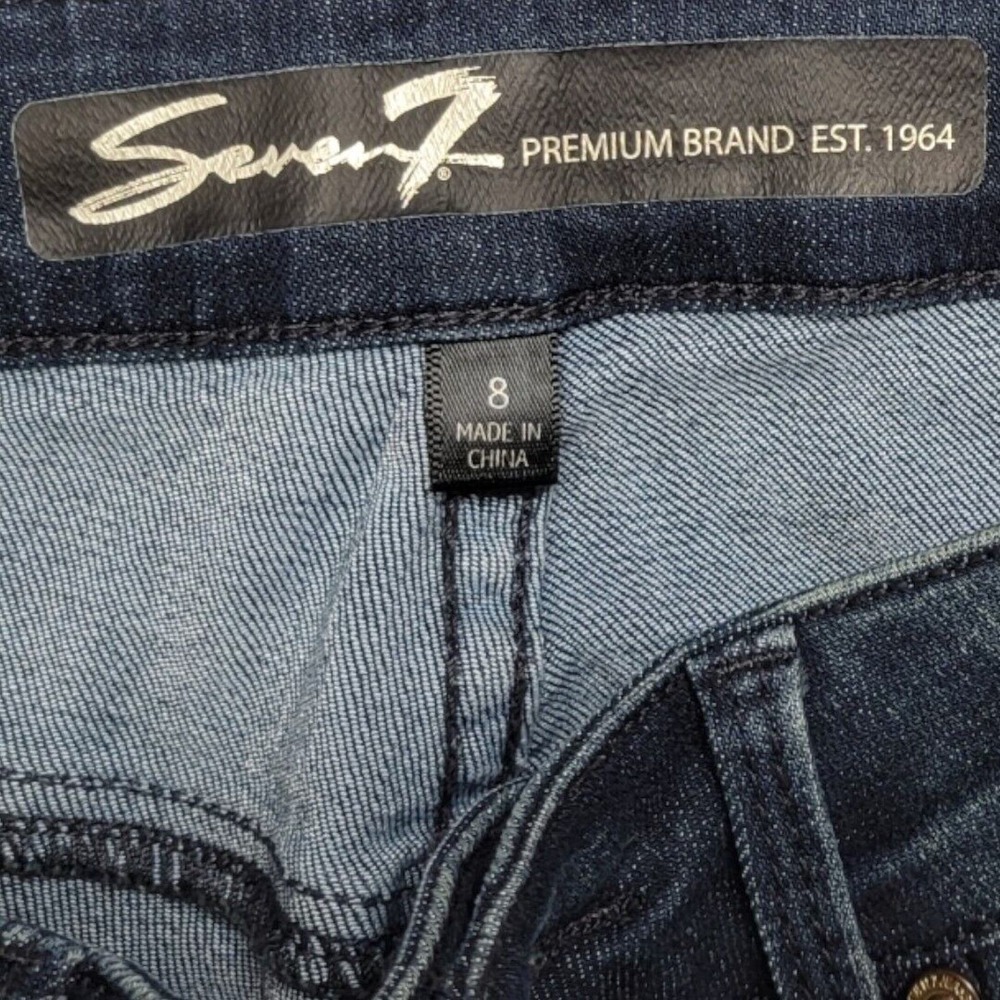 Seven7 Women's Metal Studded Mid-Rise Ankle Skinny Jeans Denim Blue Size 8 - Picture 6 of 10